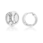 Wide Gold Huggie Earrings white gold