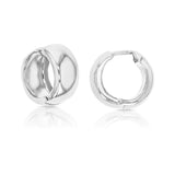 Wide Gold Huggie Earrings white gold