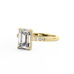 Yellow Gold Emerald Cut Diamond engagement ring with accent stones 2