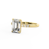 Yellow Gold Emerald Cut Diamond engagement ring with accent stones 2
