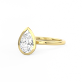 Yellow Gold Pear Cut Diamond Solitaire Bezel Set
