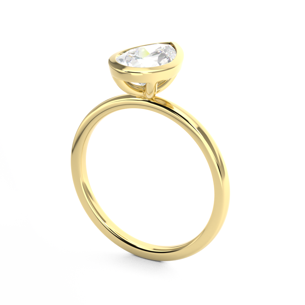 Yellow Gold Pear Cut Diamond Solitaire Bezel Set top view
