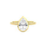 Yellow Gold Pear Cut Diamond Solitaire Bezel Setting