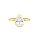 Yellow Gold Pear Cut Diamond Solitaire Bezel Setting