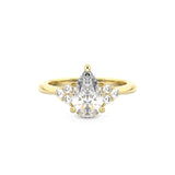 Alicia Pear Shape diamond engagement ring with round diamond clusters