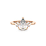 Alicia Pear Shape diamond engagement ring with round diamond clusters
