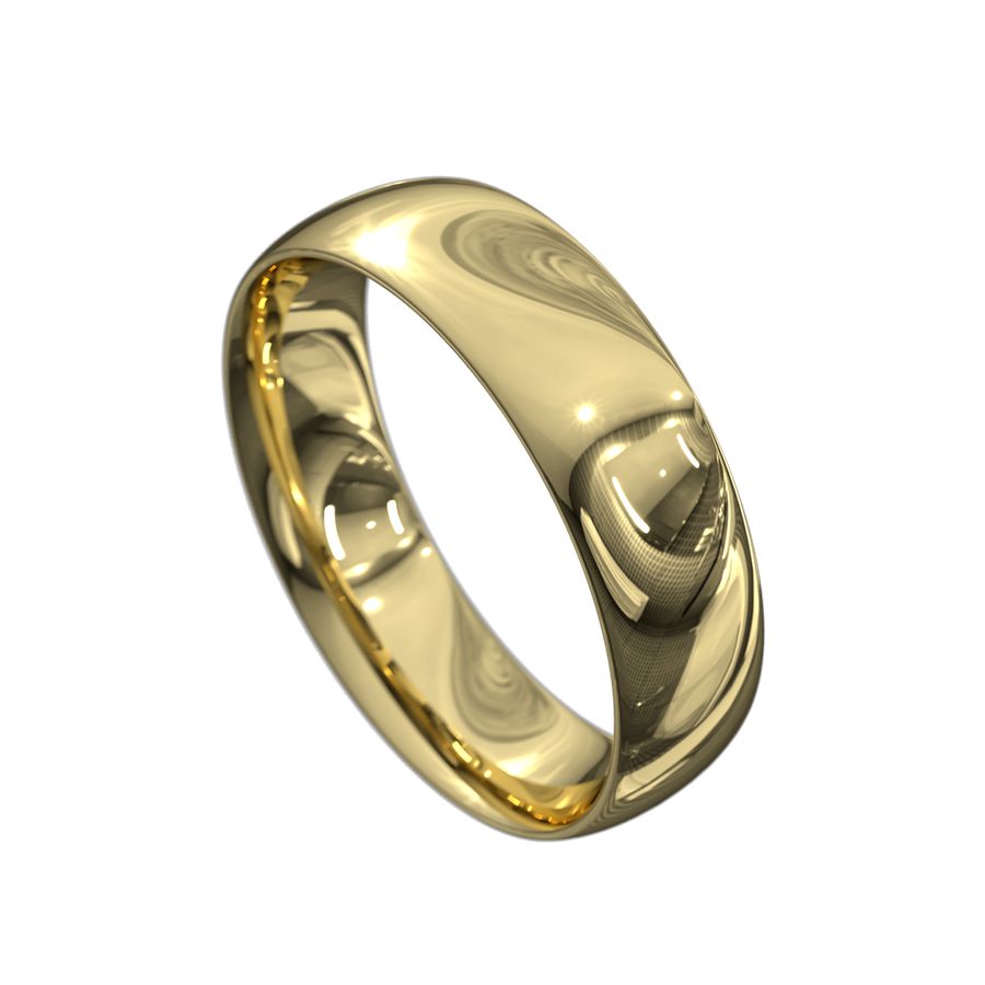 Yellow gold mens classic wedding ring