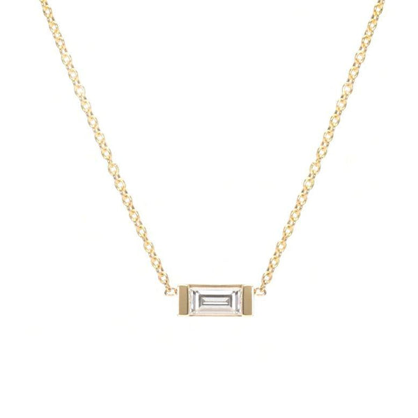 baguette cut diamond pendant yellow gold
