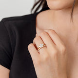 baguette and round diamond wedding ring with oval three stone engagement ring