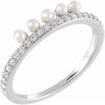 white gold diamond ring with freshwater pearls