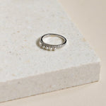 White gold diamond and pearl ring