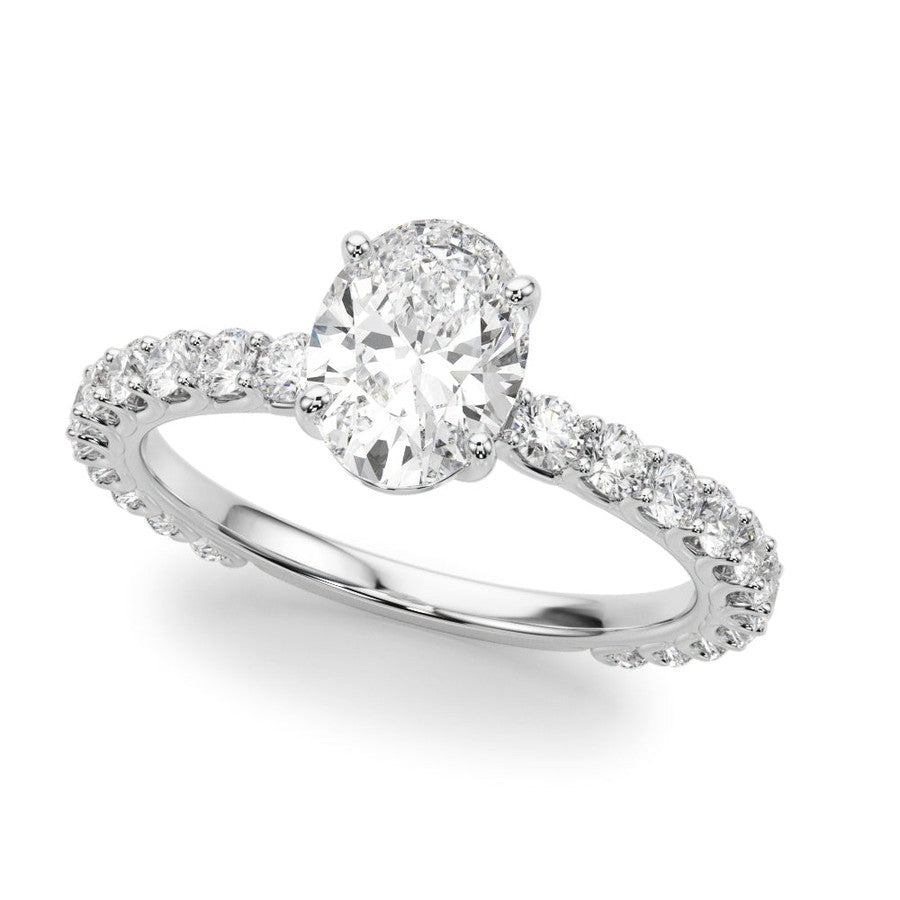 Belle Oval Shape Diamond Engagement Ring with Diamond Set Band