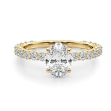 Belle Oval Shape Diamond Engagement Ring with Diamond Set Band