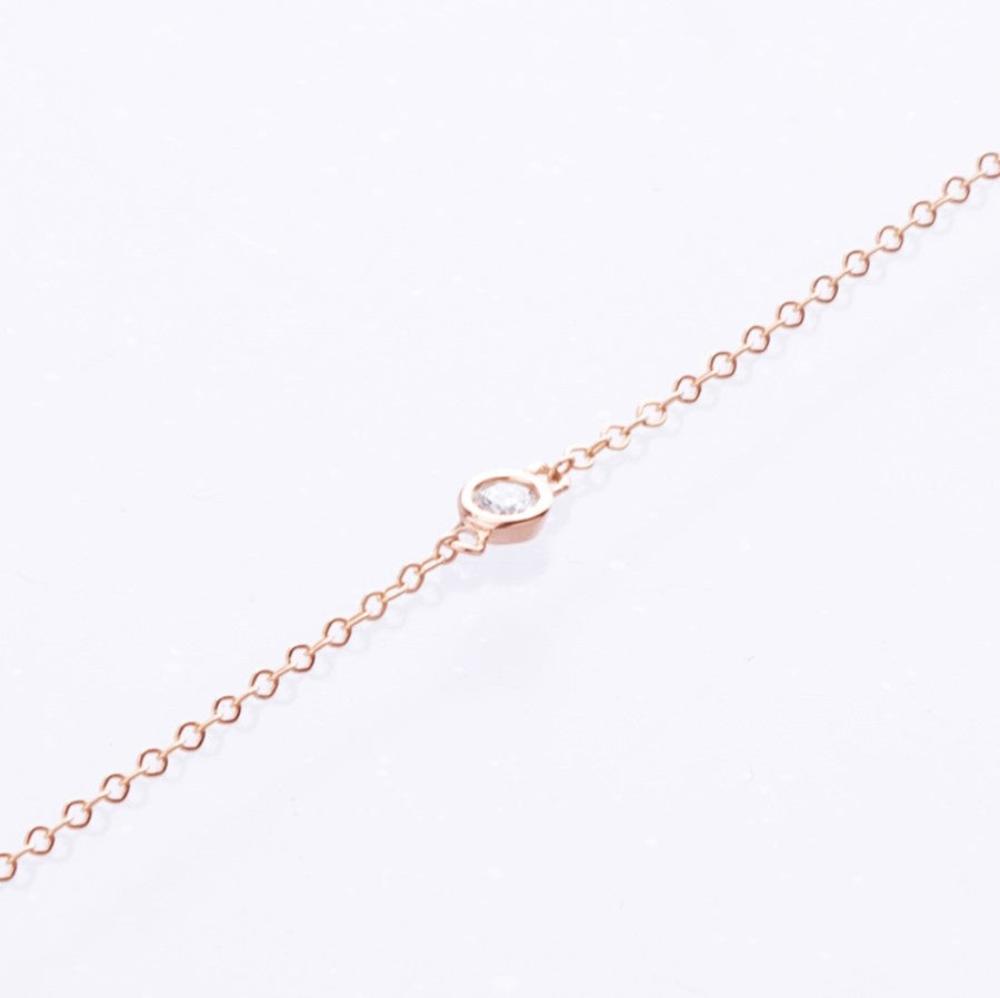 9ct rose gold fine bracelet with bezel set diamond