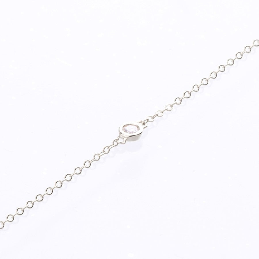9ct white gold fine bracelet with bezel set diamond