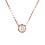 bezel set diamond pendant necklace rose gold