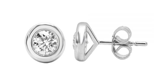 Bezel Set Diamond Stud Earrings