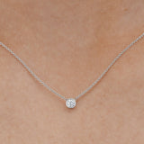 bezel set diamond necklace white gold 