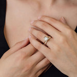 bezel set emerald cut diamond engagement ring with bezel set oval cut diamond wedding ring