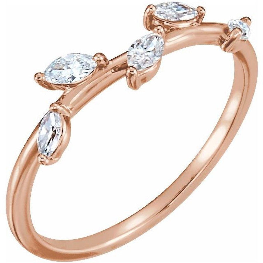 rose gold diamond ring with marquise diamonds