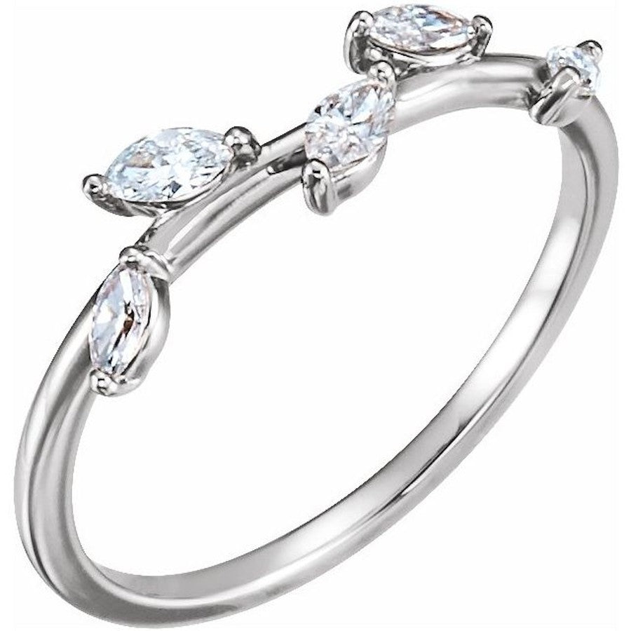 white gold diamond ring with marquise diamonds