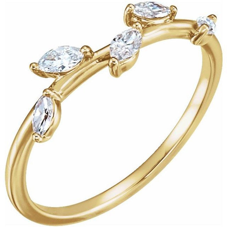 yellow gold diamond ring with marquise diamonds