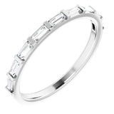 white gold eternity ring with baguette cut diamonds
