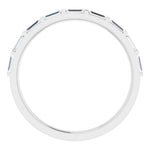 white gold eternity ring with baguette cut diamonds