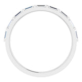 white gold eternity ring with baguette cut diamonds