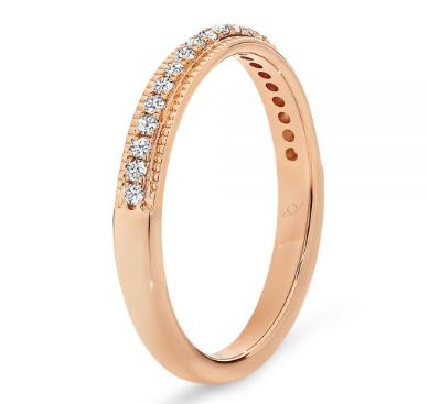 rose gold diamond wedding ring with millgrain edge vintage style