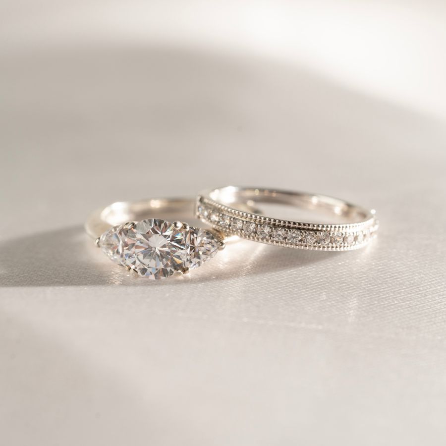 Charlotte - a diamond ring with a millgrain edge