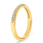 yellow gold diamond wedding ring with millgrain edge vintage style