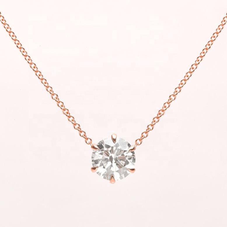 rose gold claw set diamond pendant