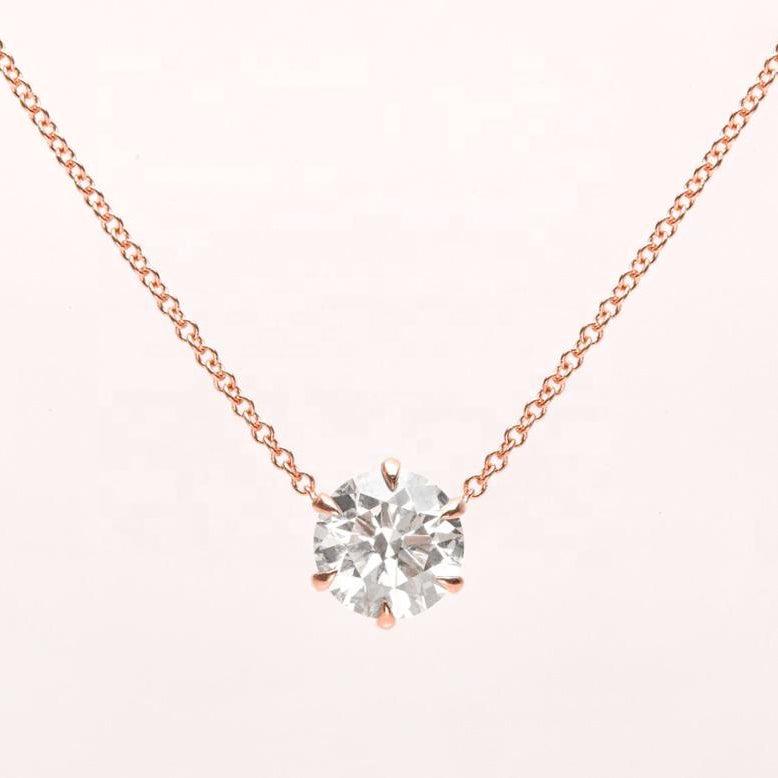 claw set diamond pendant rose gold