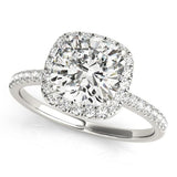 Cushion Cut Diamond with Diamond Halo engagement ring
