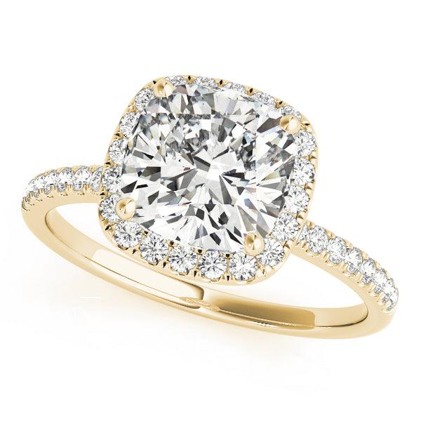Cushion Cut Diamond with Diamond Halo engagement ring