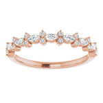 rose gold diamond wedding ring with marquise diamonds and round diamonds