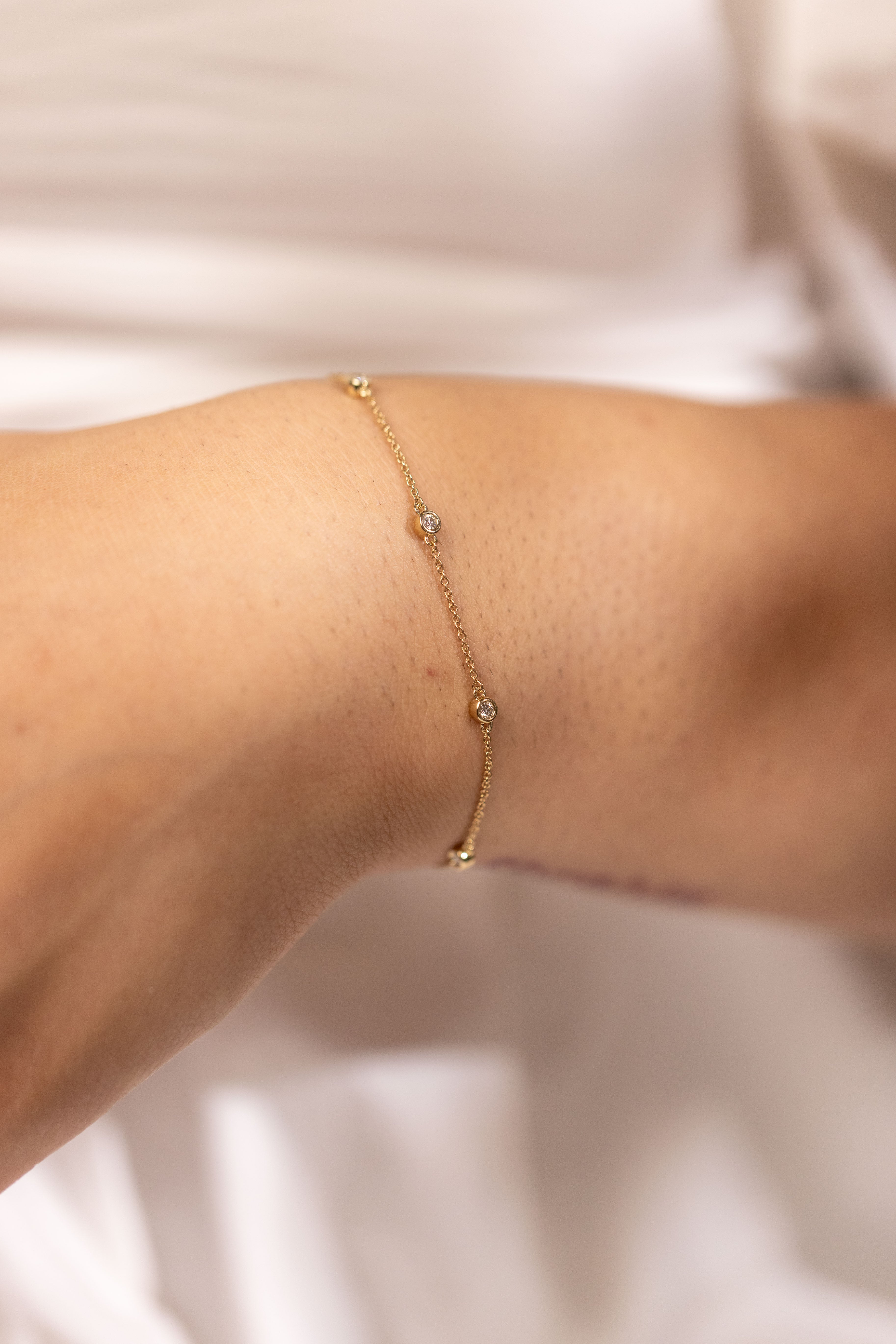 diamond dot gold chain bracelet 