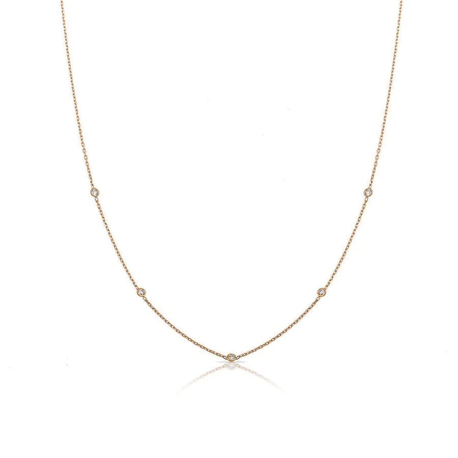 diamond dotted necklace yellow gold 