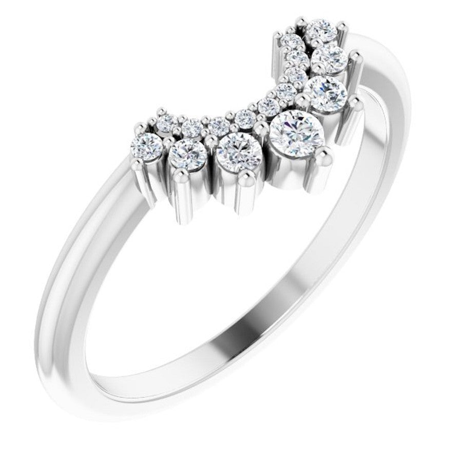 white gold crown ring with a double halo of round diamonds