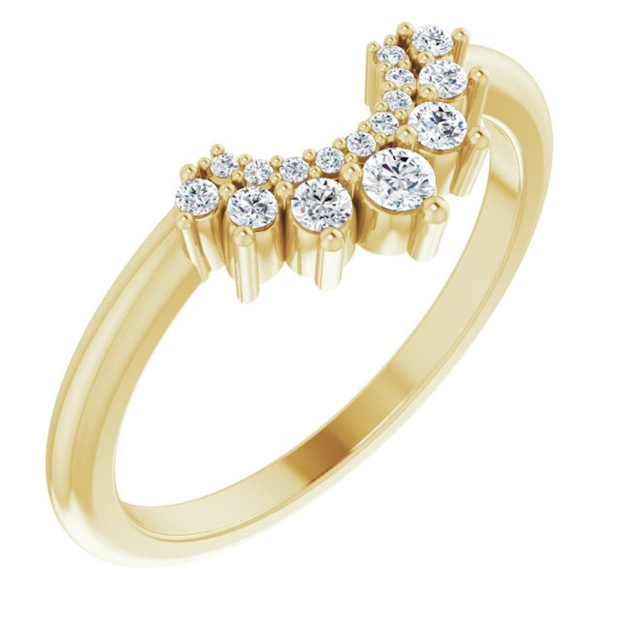yellow gold crown ring with a double halo of round diamonds