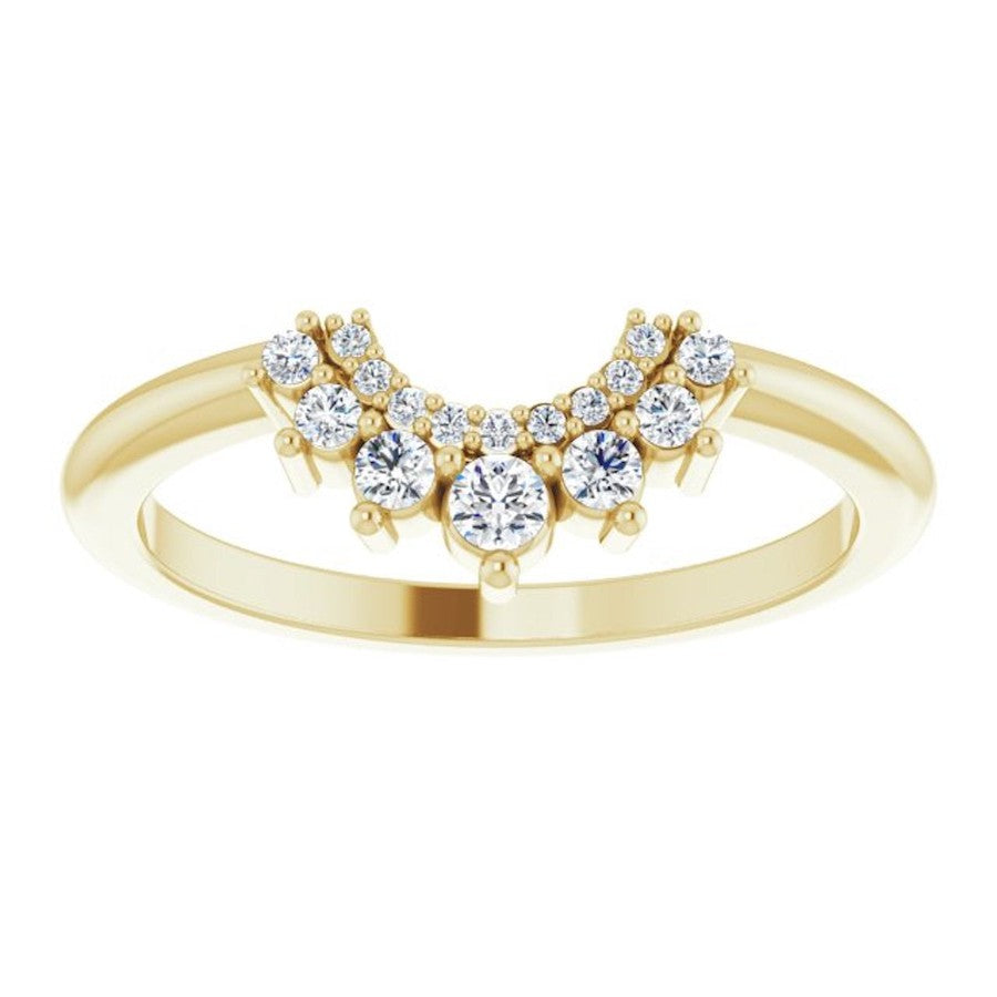 yellow gold crown ring with a double halo of round diamonds