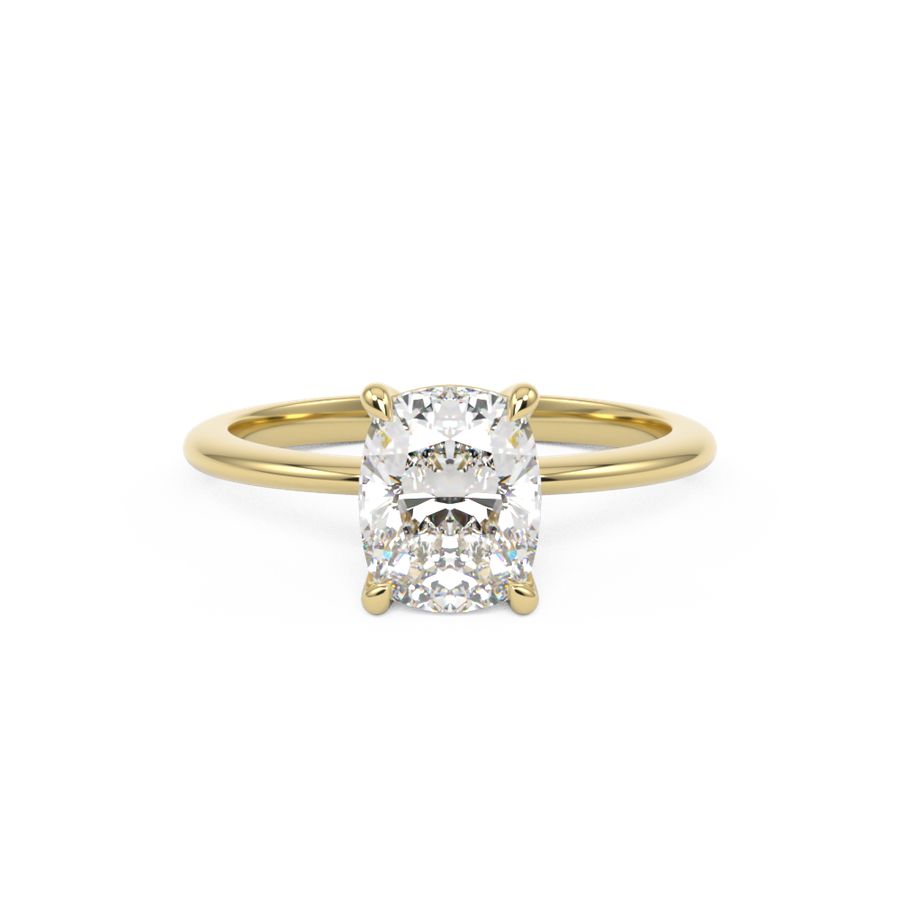 Solitaire Label Elongated Cushion Cut Diamond Engagement Rings