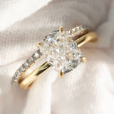 Elongated Cushion Cut Diamond Solitaire Engagement Ring