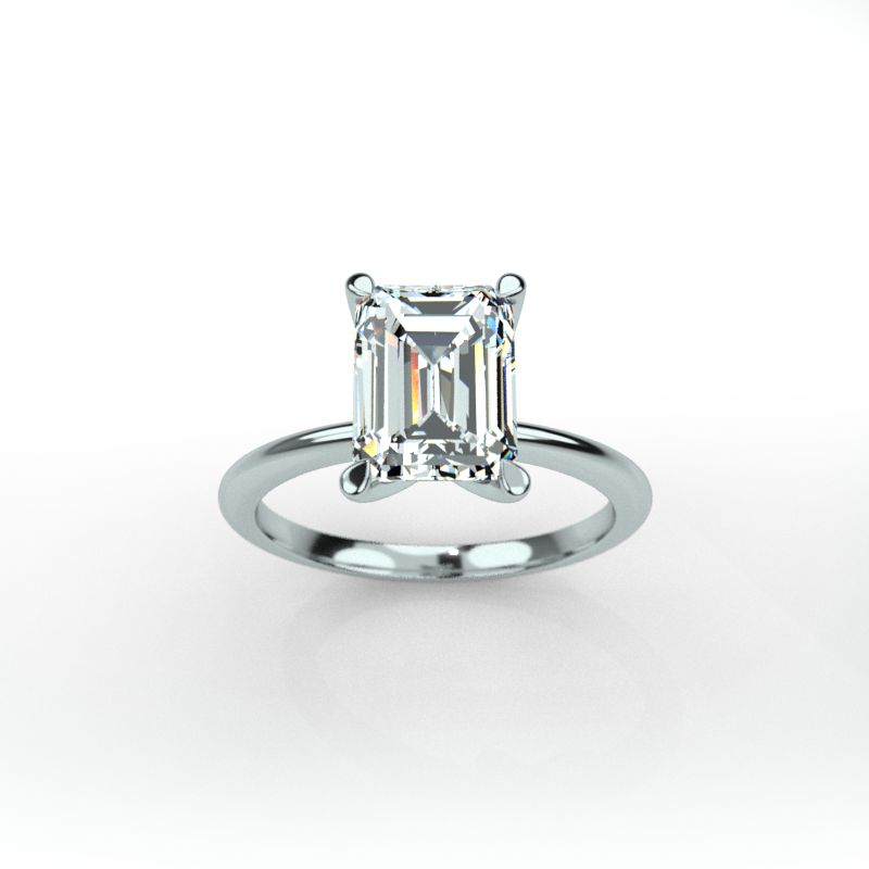 white gold emerald cut diamond solitaire engagement ring