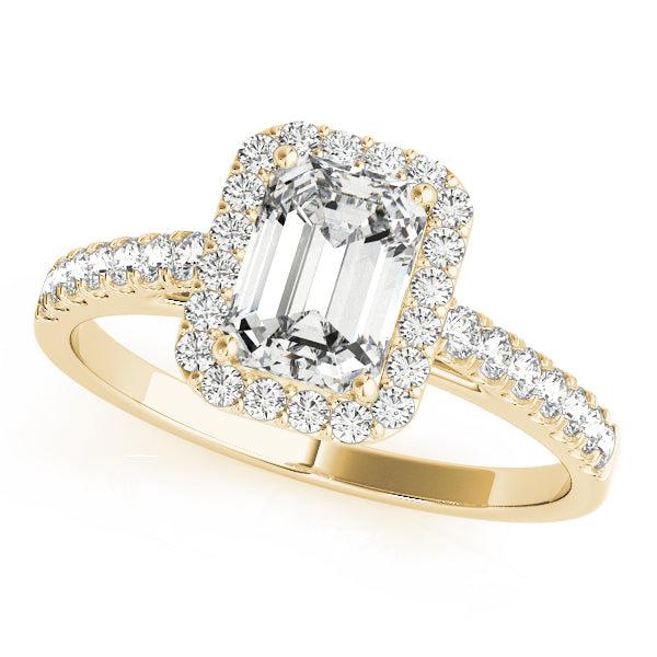Emerald Cut Diamond with Diamond Halo engagement ring