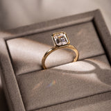 emerald bezel cut gold engagement ring