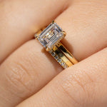 emerald cut solitaire diamond with hidden halo