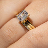 emerald cut solitaire diamond with hidden halo