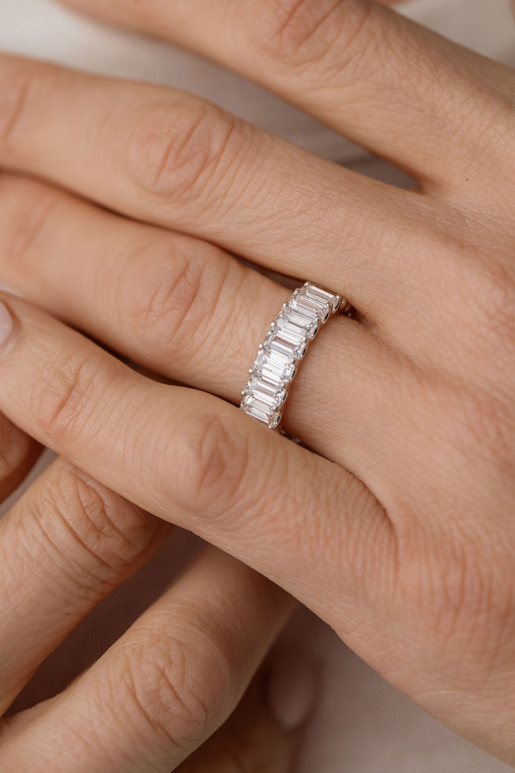 emerald cut diamond eternity ring